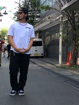 「schott（ショット）のアイテム（帽子）」を使った、Ryuji Abeさん（メンズ・176cm）の夏コーディネート