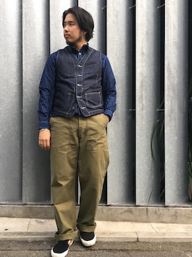 「schott（ショット）のアイテム（パンツ）」を使った、Ryuji Abeさん（メンズ・176cm）の秋コーディネート