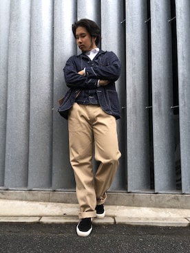 「Schott(ショット)のアイテム(チノパンツ)」を使った、Ryuji Abeさん(メンズ・176cm)の秋コーディネート