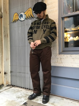 「Schott(ショット)のアイテム(チノパンツ)」を使った、Ryuji Abeさん(メンズ・176cm)の秋コーディネート