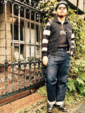 「schott（ショット）のアイテム（帽子）」を使った、Ryuji Abeさん（メンズ・176cm）の秋コーディネート