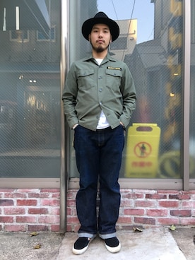 「schott（ショット）のアイテム（パンツ）」を使った、Ryuji Abeさん（メンズ・176cm）の秋コーディネート