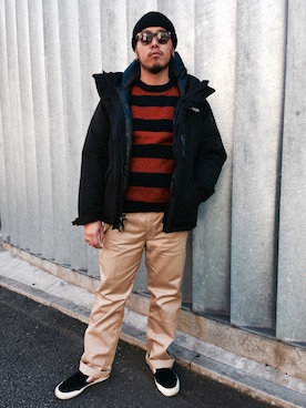 「schott（ショット）のアイテム（ダウンジャケット/コート）」を使った、Ryuji Abeさん（メンズ・176cm）の秋コーディネート