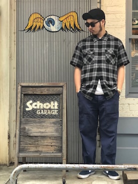 「schott（ショット）のSchott/ショット/ARMY FATIGUE PANTS/アーミー ファティーグ パンツ（その他パンツ）」を使った、Ryuji Abeさん（メンズ・176cm）の夏コーディネート
