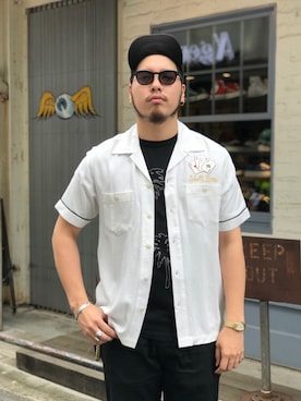 「Schott（ショット）のSchott/ショット/TC WORK PANTS/ティーシー ワーク パンツ（チノパンツ）」を使った、Ryuji Abeさん（メンズ・176cm）の夏コーディネート