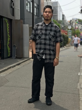 「Schott（ショット）のSchott/ショット/TC WORK PANTS/ティーシー ワーク パンツ（チノパンツ）」を使った、Ryuji Abeさん（メンズ・176cm）の夏コーディネート