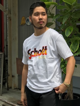 「Schott(ショット)のアイテム(チノパンツ)」を使った、Ryuji Abeさん(メンズ・176cm)の夏コーディネート
