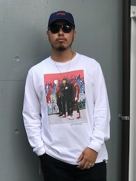 「schott（ショット）のアイテム（帽子）」を使った、Ryuji Abeさん（メンズ・176cm）の夏コーディネート