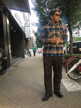 「Schott(ショット)のアイテム(チノパンツ)」を使った、Ryuji Abeさん(メンズ・176cm)の秋コーディネート