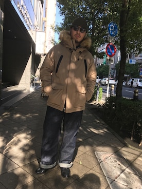 「schott（ショット）のアイテム（帽子）」を使った、Ryuji Abeさん（メンズ・176cm）の冬コーディネート