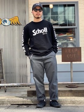 「schott(ショット)のアイテム(キャップ)」を使った、Ryuji Abeさん(メンズ・176cm)の春コーディネート