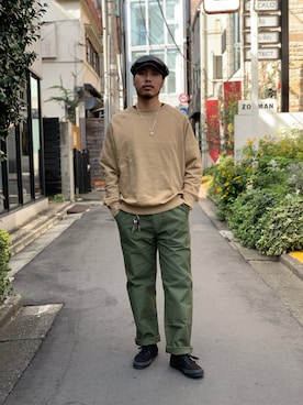 「Schott（ショット）のアイテム（カーゴパンツ）」を使った、Ryuji Abeさん（メンズ・176cm）の秋コーディネート