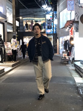 「schott（ショット）のアイテム（スラックス）」を使った、Ryuji Abeさん（メンズ・176cm）の春コーディネート