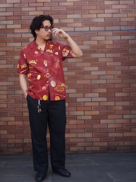「schott（ショット）のSchott/ショット/HAWAIIAN SHIRT PLANET/ハワイアンシャツ プラネット（シャツ/ブラウス）」を使った、Ryuji Abeさん（メンズ・176cm）の春コーディネート