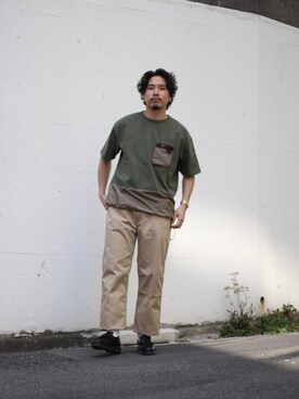 「Schott（ショット）のSchott/ショット/TC WORK PANTS/ティーシー ワーク パンツ（チノパンツ）」を使った、Ryuji Abeさん（メンズ・176cm）の春コーディネート