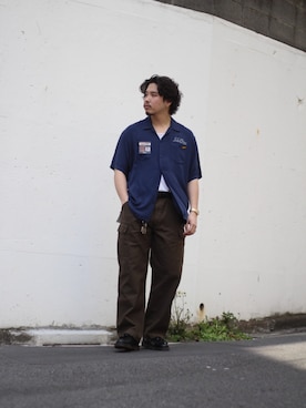 「Schott（ショット）のアイテム（カーゴパンツ）」を使った、Ryuji Abeさん（メンズ・176cm）の春コーディネート