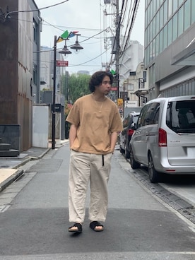 「schott（ショット）のアイテム（スラックス）」を使った、Ryuji Abeさん（メンズ・176cm）の夏コーディネート