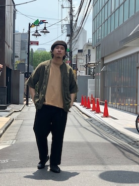 「schott（ショット）のアイテム（スラックス）」を使った、Ryuji Abeさん（メンズ・176cm）の夏コーディネート