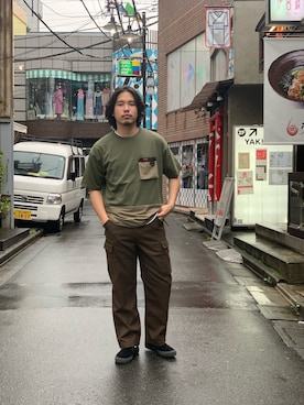 「Schott（ショット）のアイテム（カーゴパンツ）」を使った、Ryuji Abeさん（メンズ・176cm）の夏コーディネート