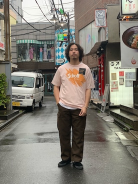 「schott（ショット）のSchott/ショット/SCRIBBLE T-SHIRT（Tシャツ/カットソー）」を使った、Ryuji Abeさん（メンズ・176cm）の夏コーディネート