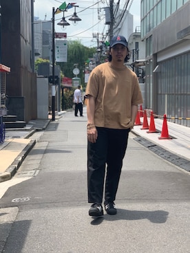 「schott（ショット）のアイテム（スラックス）」を使った、Ryuji Abeさん（メンズ・176cm）の夏コーディネート