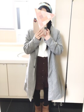 「レトロ」｜「アイテム（ダウンジャケット/コート）」を使った、友香さん（レディース・149cm）の春コーディネート