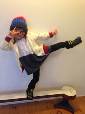 「uu」｜「アイテム（ニットキャップ/ビーニー）」を使った、tentenさん（キッズ・120cm）の冬コーディネート