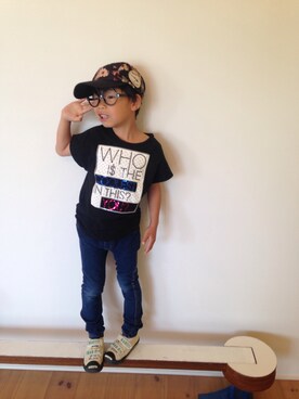 「haco!（ハコ）のアイテム（キャップ）」を使った、tentenさん（キッズ・120cm）の夏コーディネート