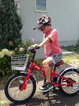 「haco!（ハコ）のアイテム（キャップ）」を使った、tentenさん（キッズ・120cm）の夏コーディネート