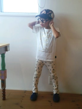 「haco!（ハコ）のアイテム（キャップ）」を使った、tentenさん（キッズ・120cm）の秋コーディネート