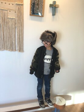 「アウターフェス2017」｜「アイテム（スタジャン）」を使った、tentenさん（キッズ・120cm）の冬コーディネート