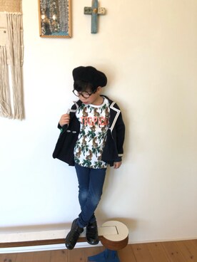 「niko and...（ニコアンド）のアイテム（ハンチング/ベレー帽）」を使った、tentenさん（キッズ・120cm）の春コーディネート
