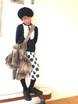 「niko and...（ニコアンド）のアイテム（ハンチング/ベレー帽）」を使った、tentenさん（キッズ・130cm）の秋コーディネート