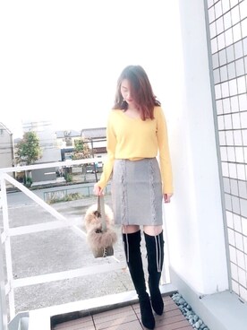 「お目立ちネオンコーデ」｜miaさん（レディース・163cm）の秋コーディネート