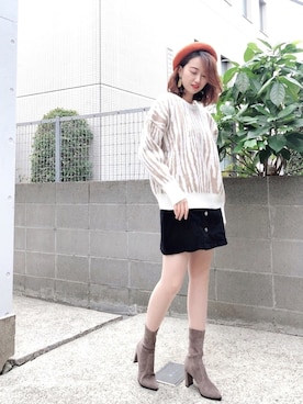 「アイテム（ハンチング/ベレー帽）」を使った、miaさん（レディース・163cm）の冬コーディネート