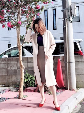 「アイテム（チェスターコート）」を使った、miaさん（レディース・163cm・20代）の冬コーディネート