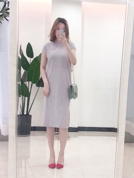 「アイテム（ワンピース/ドレス、パープル系）」を使った、miaさん（レディース・163cm）の夏コーディネート