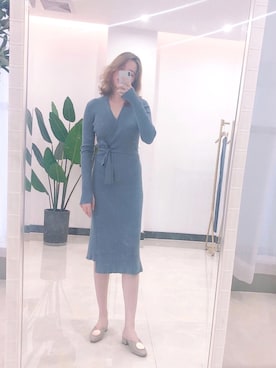 Saison De Papillon セゾンドパピヨン の カシュクールロングニットワンピ ワンピース Wear