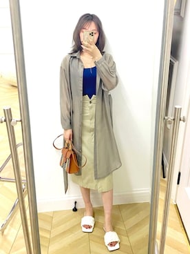 「アイテム（タンクトップ、グレー系）」を使った、miaさん（レディース・163cm）の春コーディネート