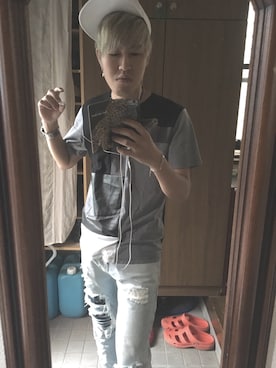 「AZUL（アズール）のアイテム（キャップ）」を使った、ひでやんさん（メンズ・180cm）の夏コーディネート