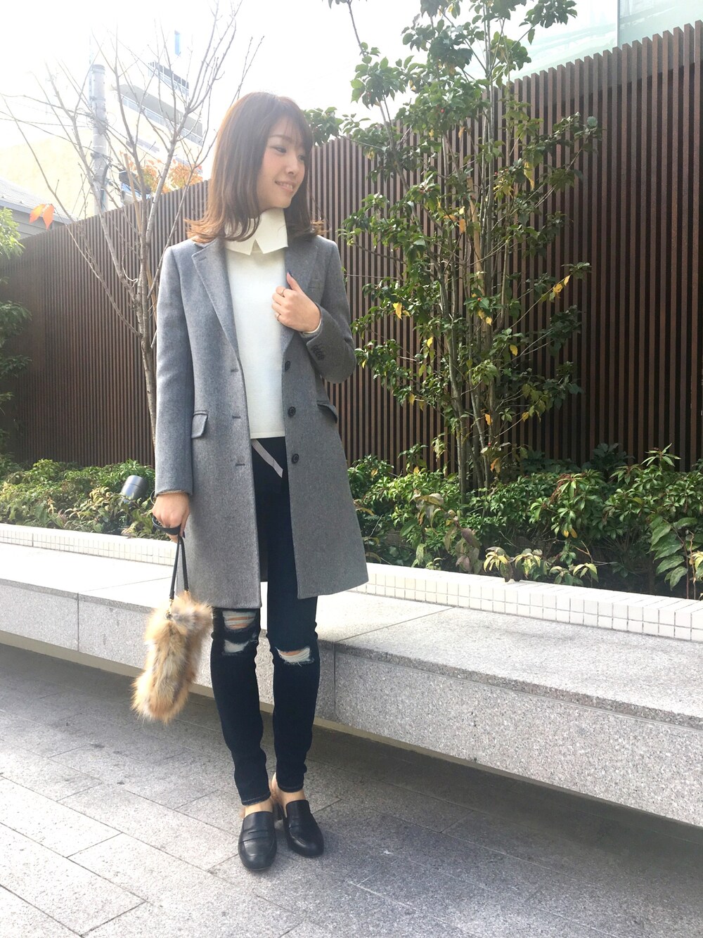 LOVELESSマスキュリンチェスターコート グレー