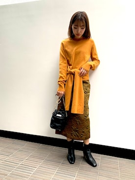 「JW Anderson（ジェイダブリューアンダーソン）のアイテム（ニット/セーター）」を使った、NATSUさん（レディース・165cm）の秋コーディネート