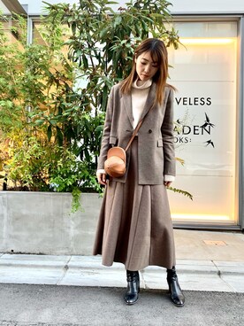 「JW Anderson（ジェイダブリューアンダーソン）のアイテム（バッグ）」を使った、NATSUさん（レディース・165cm）の秋コーディネート