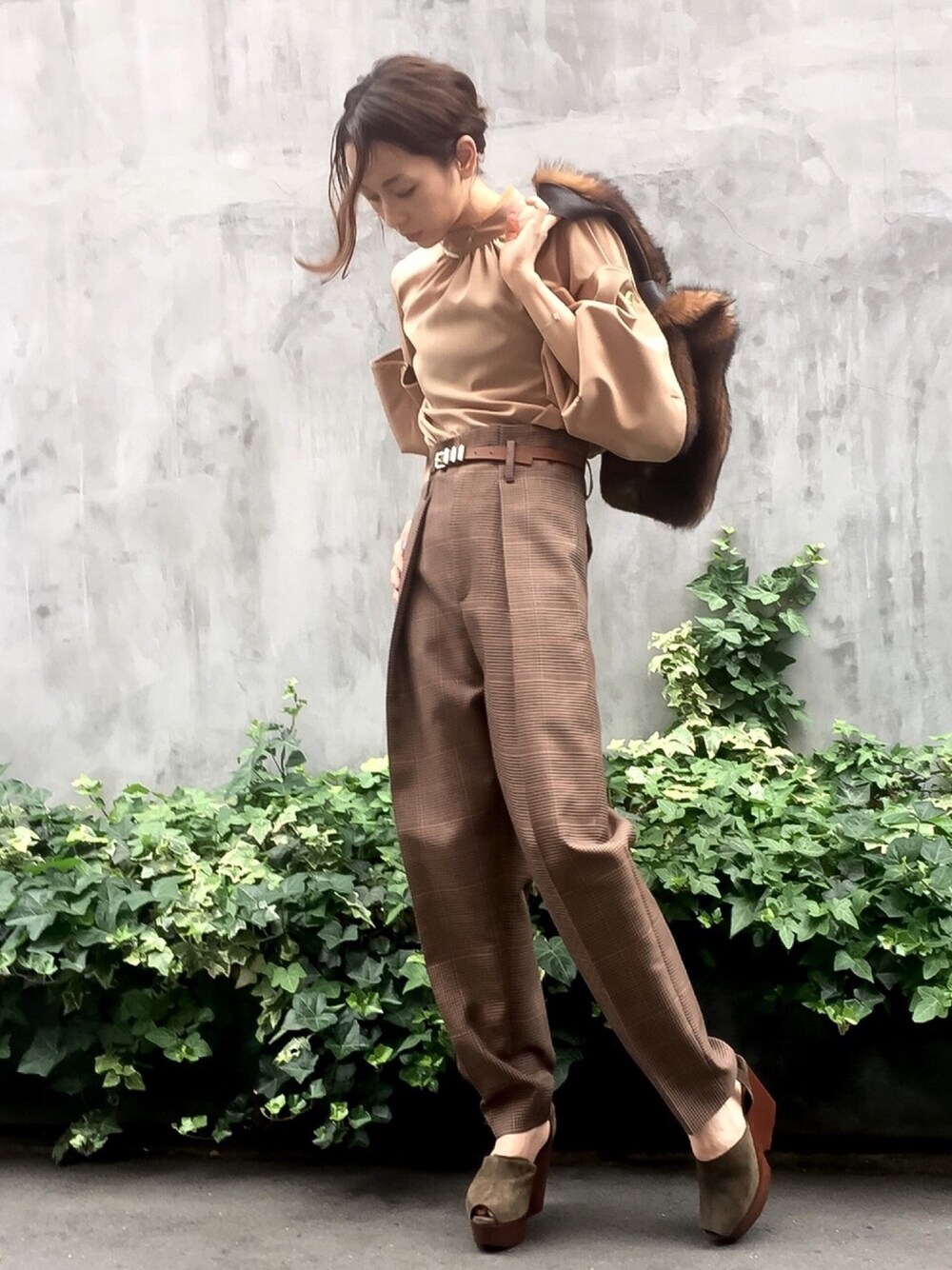 アクアガール  ハイウエストチェックパンツ aquagirl（アクアガール）の「◇ハイウエストチェックパンツ