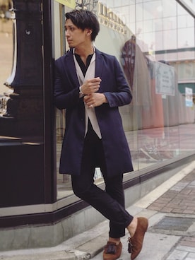 「アイテム（バングル/リストバンド）」を使った、nano・universe 広島 STAFFさん（メンズ・171cm）の秋コーディネート