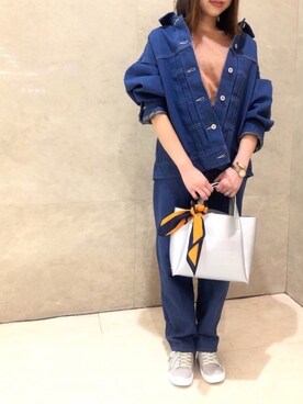 「153cm」｜「アイテム（デニムジャケット）」を使った、lukawaguchimaekawaさん（レディース・153cm）の冬コーディネート