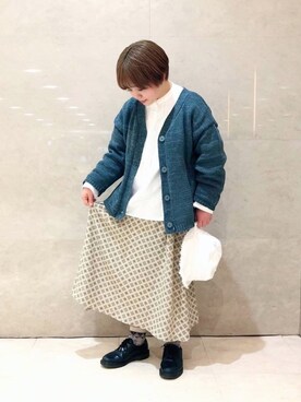 「柄物」｜「アイテム（その他）」を使った、lukawaguchimaekawaさん（レディース・154cm）の冬コーディネート