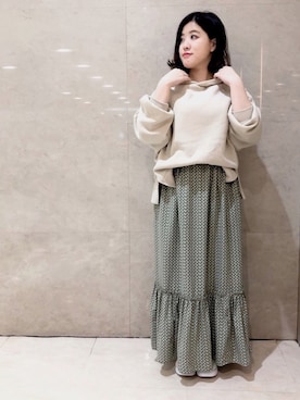 「スカート柄のアイテム（その他、その他）」を使った、lukawaguchimaekawaさん（レディース）の冬コーディネート