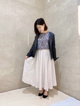 「Te chichi TERRASSE（テチチテラス）のアイテム（ノーカラージャケット）」を使った、lukawaguchimaekawaさん（レディース・150cm）の冬コーディネート