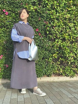 「Lugnoncure（ルノンキュール）のミラノリブベスト（ベスト、グレー系）」を使った、lukawaguchimaekawaさん（レディース）の春コーディネート